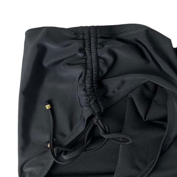 Black Full Coverage Mid Rise Ruched Side Tie Swim Bottoms Size 3X (24W/26W) - Picture 3 of 10